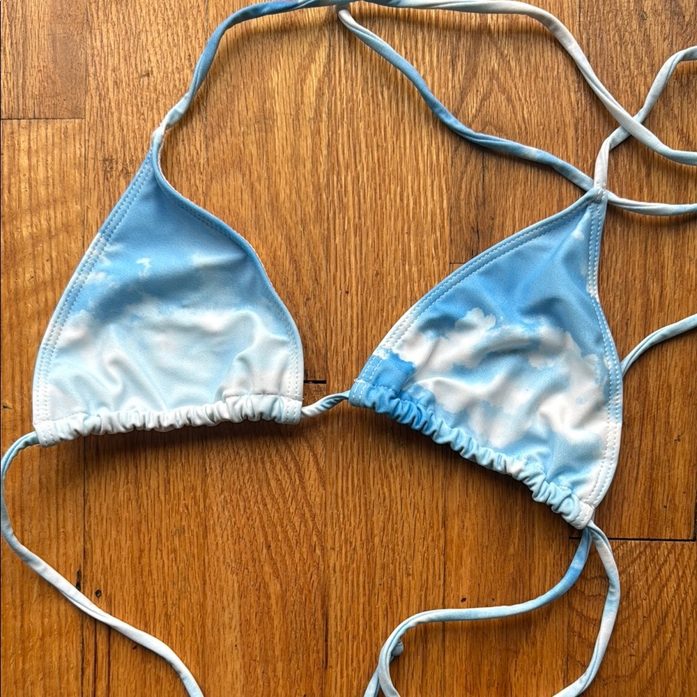 Blue Tie-Dye Bikini Top